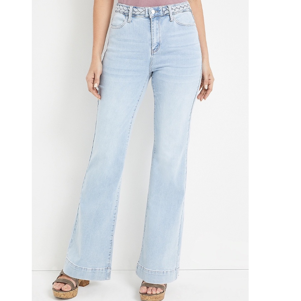 Plus Size Judy Blue® High Rise Braided Waist Wide Leg Jean Size: 18
